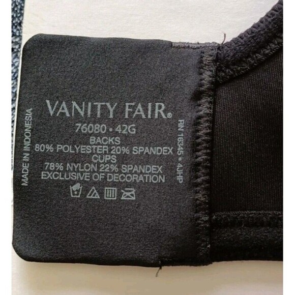 Vanity Fair Minimizer Bra Size 42G Beauty Back Full Figure Black Underwire 76080 - Picture 5 of 7